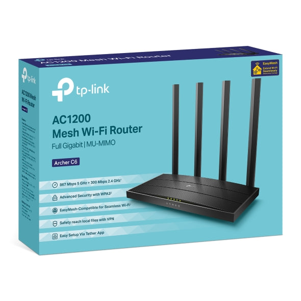 TP-Link Archer C6 V4 AC1200 Gigabit Dual-Band Router