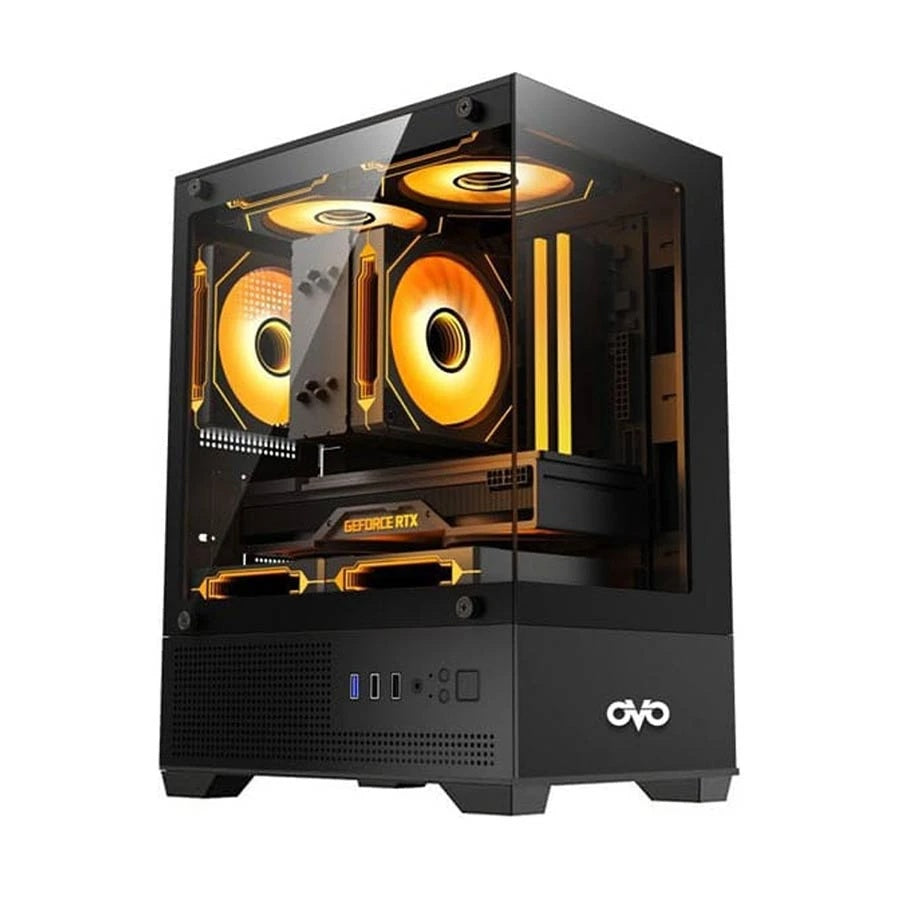 OVO Ice Cool Mini Tower Black Micro-ATX Gaming Desktop Case # 219501-B